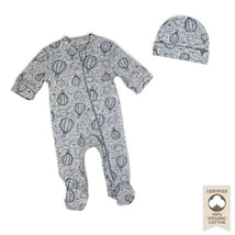 Rose Textiles - 100% Organic Heather Hot Air Balloon Sleeper + Hat, Grey Image 1