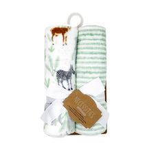 Rose Textiles - 2Pk Flannel Fleece Blanket Sage Safari Image 1