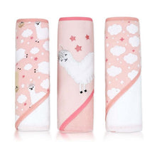 Rose Textiles 3 Pack Hooded Towel Set, Pink Llama Image 1