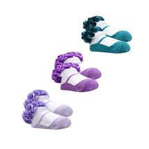 Rose Textiles 3 Pairs Grosgrain Ruffle Crew Sock, Purple, 0/6M Image 1