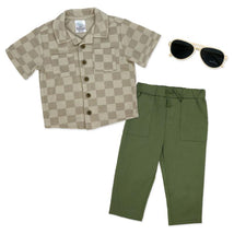 Rose Textiles - 3Pk Baby Boy Pant Set, Green Checker Image 1