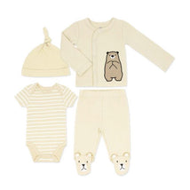 Rose Textiles - 4Pk Baby Neutral Take Me Home Set, Tan Bear Image 1
