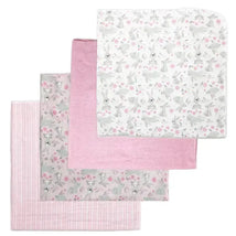 Rose Textiles - 4Pk Receiving Blanket Pink Bunnies Image 1