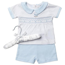Rose Textiles - Baby Boys Short Set, Blue Rocking Horse Image 1