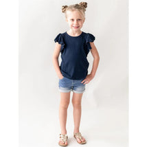 Rufflebutts - Baby Girl Light Wash Girls Denim Shorts Image 1