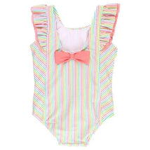 Rufflebutts - Baby Girl Rainbow Seersucker Waterfall One Piece Image 2