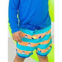 Rufflebutts - Boys Dolphin Hem Swim Trunks Stars & Stripes Image 1