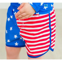 Rufflebutts - Boys Dolphin Hem Swim Trunks Stars & Stripes Image 1