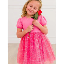 Rufflebutts - Baby Girl Pink Short Sleeve Bow Twirl Dress Image 1