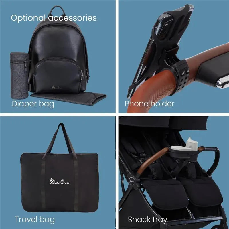 Silver Cross - Jet Lightweight Double Stroller Black Image 4