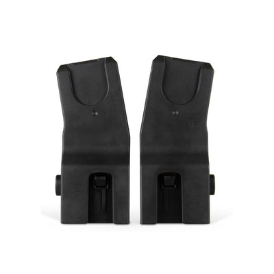 Universal car seat adapters for the Silver Cross Nia, featuring a sleek black design with locking mechanisms.