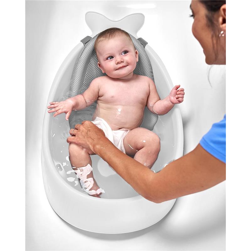 Skip Hop - Baby Bath Tub, 3-Stage Smart Sling Tub, Moby, White Image 3