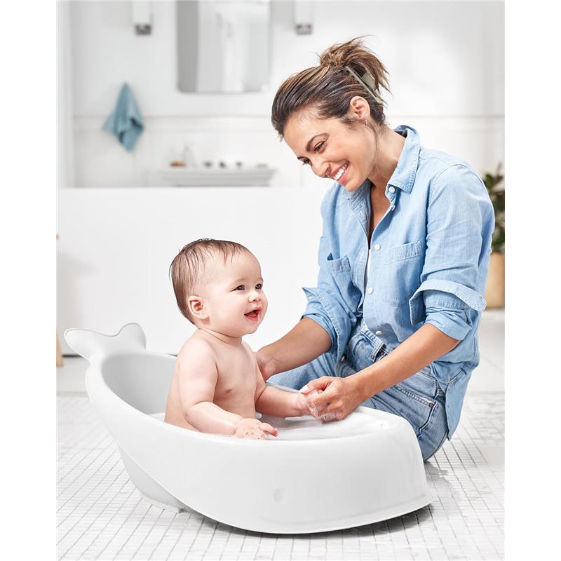 Skip Hop - Baby Bath Tub, 3-Stage Smart Sling Tub, Moby, White Image 6