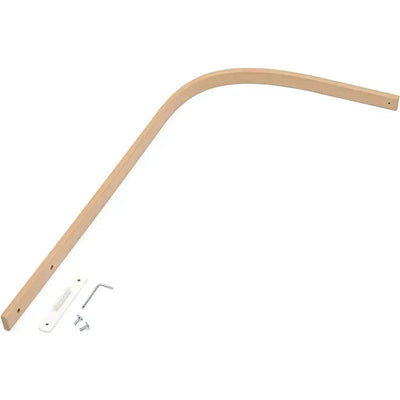 Natural wooden drape rod for the Stokke Sleepi, with included mounting hardware, designed to hang curtains.