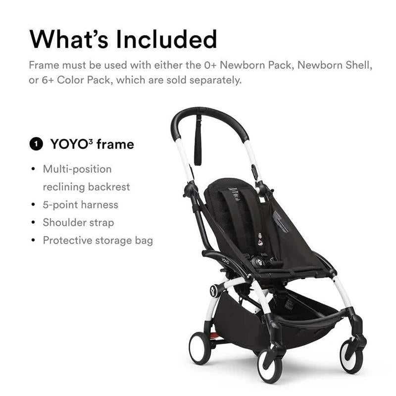 Stokke - Yoyo³ Stroller Bundle, Black And White Frame & Air France 6+ Color Pack Image 2