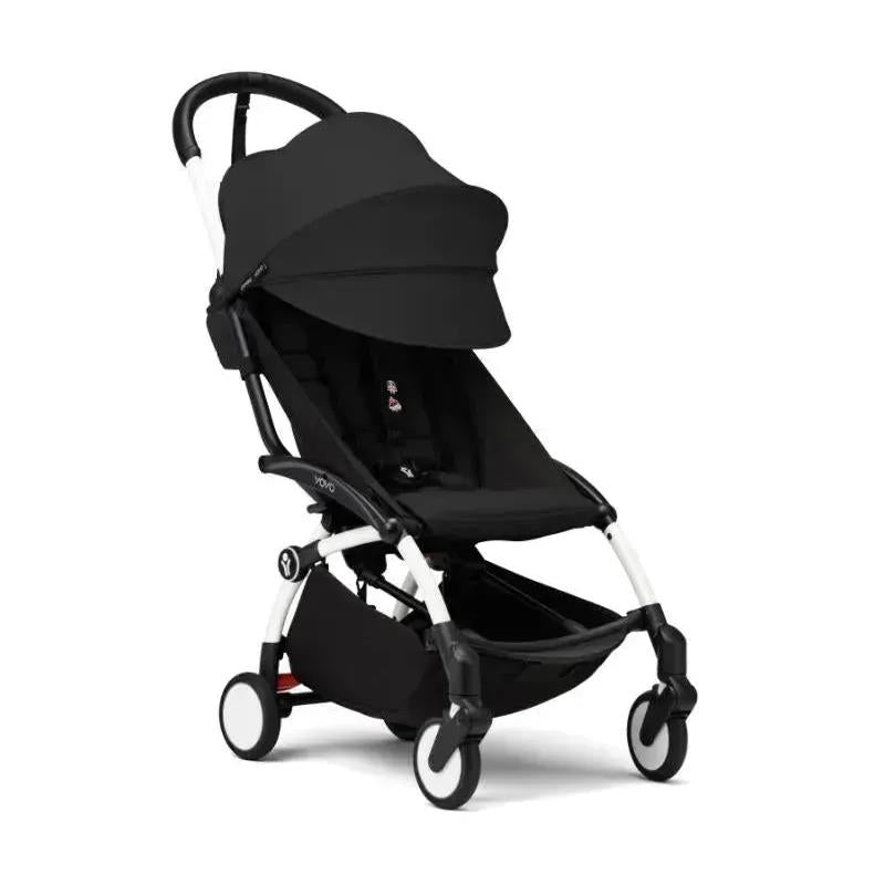 Stokke - Yoyo³ Stroller Bundle, Black And White Frame | Black 6+ Color Pack | Black Newborn Pack Image 4