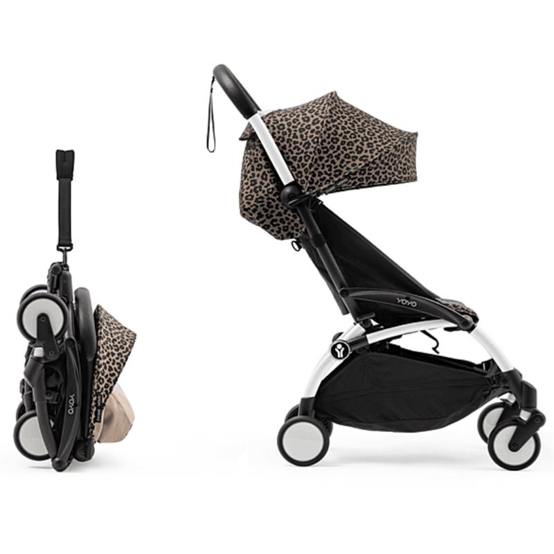 Stokke - Yoyo³ Stroller Bundle, Black And White Frame & Leopard 6+ Color Pack Image 4