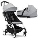 Stokke - Yoyo³ Stroller Bundle, Black And White Frame | Stone 6+ Color Pack | Stone Bassinet Image 1