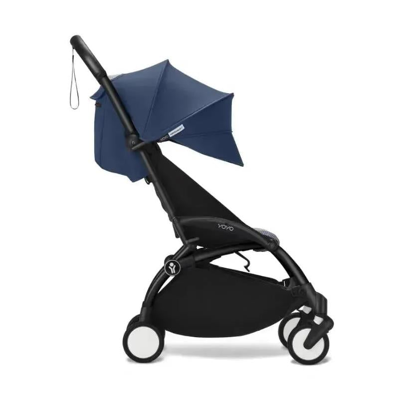 Stokke - Yoyo³ Stroller Bundle, Black Frame | 6+ Air France Color Pack | Navy Bassinet Image 5