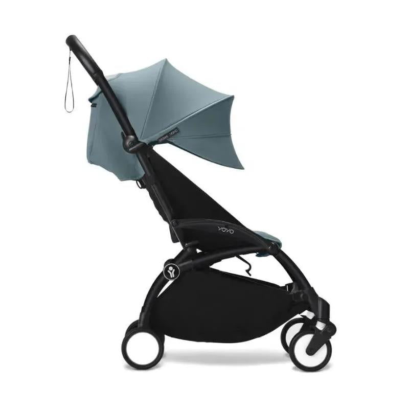 Stokke - Yoyo³ Stroller Bundle, Black Frame | Aqua 6+ Color Pack | Aqua Newborn Pack Image 3