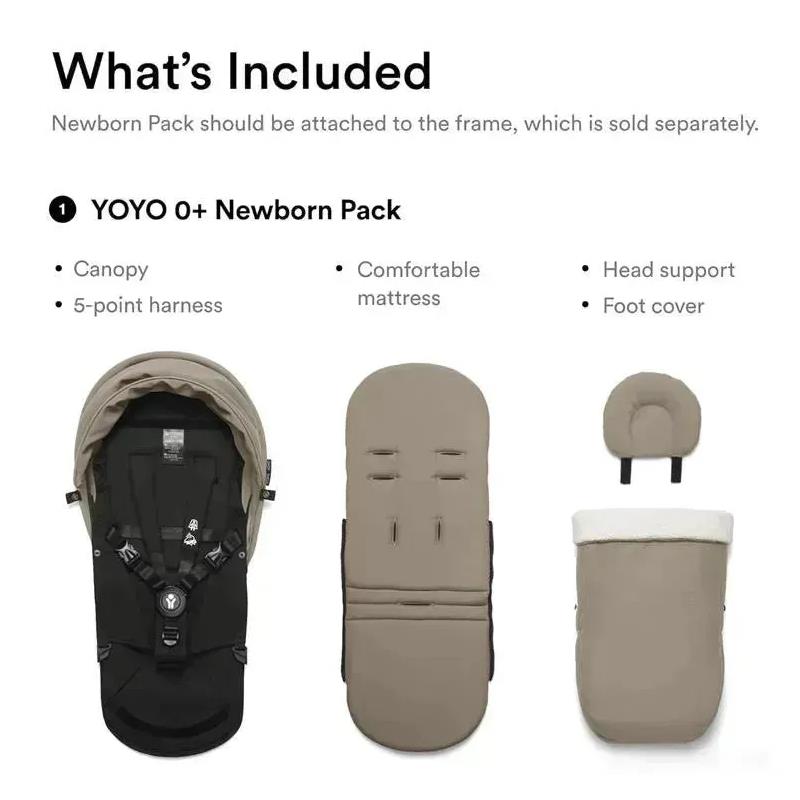 Stokke - Yoyo³ Stroller Bundle, Black Frame | Taupe 6+ Color Pack | Taupe Newborn Pack Image 5