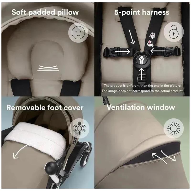 Stokke - Yoyo³ Stroller Bundle, Black Frame | Taupe 6+ Color Pack | Taupe Newborn Pack Image 6