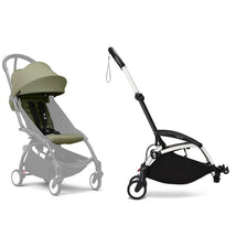 Stokke - Yoyo³ Stroller Frame, Black And White Frame & Olive 6+ Color Pack Image 1