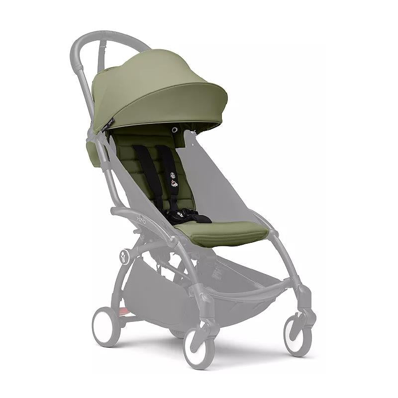 Stokke - Yoyo³ Stroller Frame, Black And White Frame & Olive 6+ Color Pack Image 6