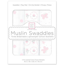 Swaddle Designs - 3Pk Muslin Swaddle Blankets, Butterflies & Posies Image 1