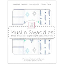 Swaddle Designs - 3Pk Muslin Swaddle Blankets, Indigo Denim Image 1