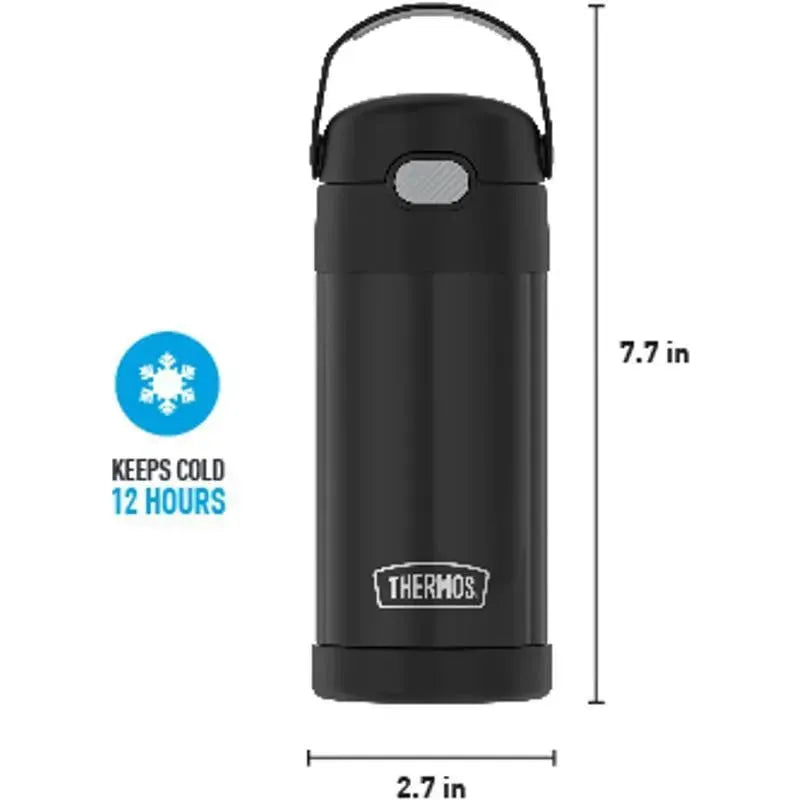 Thermos - 12 Oz. Stainless Steel Funtainer Bottle, Matte Black Image 5
