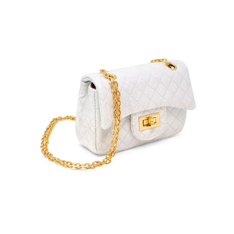 Tiny Treats - Classic Quilted Flower Pearl Handbag Gold Image 3
