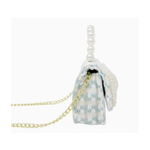 Tiny Treats - Tweed Pearl Handle Bow Purse, Blue Image 2