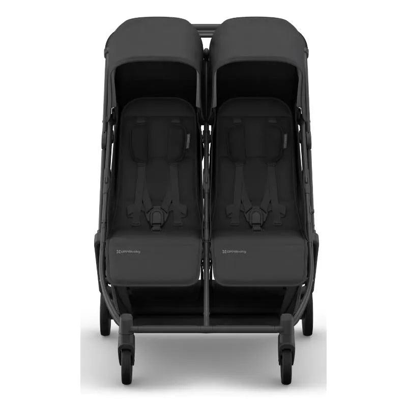 Uppababy - Minu Duo Side By Side Compact Double Stroller, Jake (Charcoal/Carbon Frame/Black Leather) Image 2