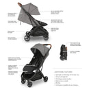 Uppababy - Minu V3 Compact Stroller, Greyson (Charcoal Mélange/Carbon Frame/Saddle Leather) Image 4