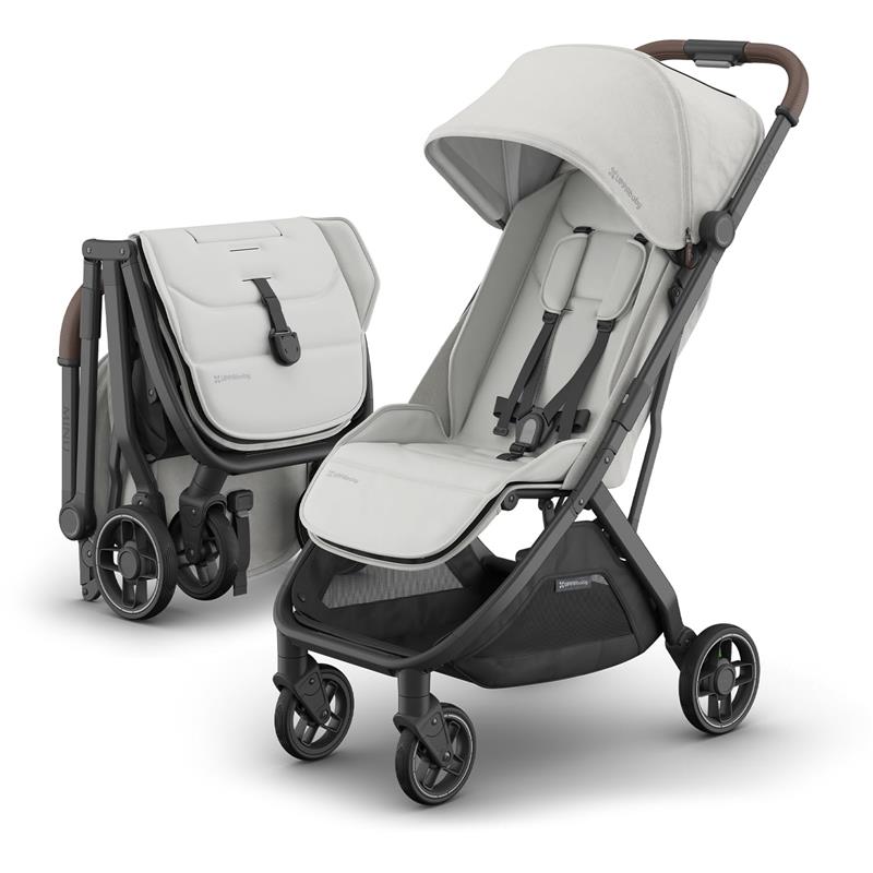 Uppababy - Minu V3 Compact Stroller, Savannah (Pearl Gray Melange/Carbon Frame/Chestnut Leather) Image 1