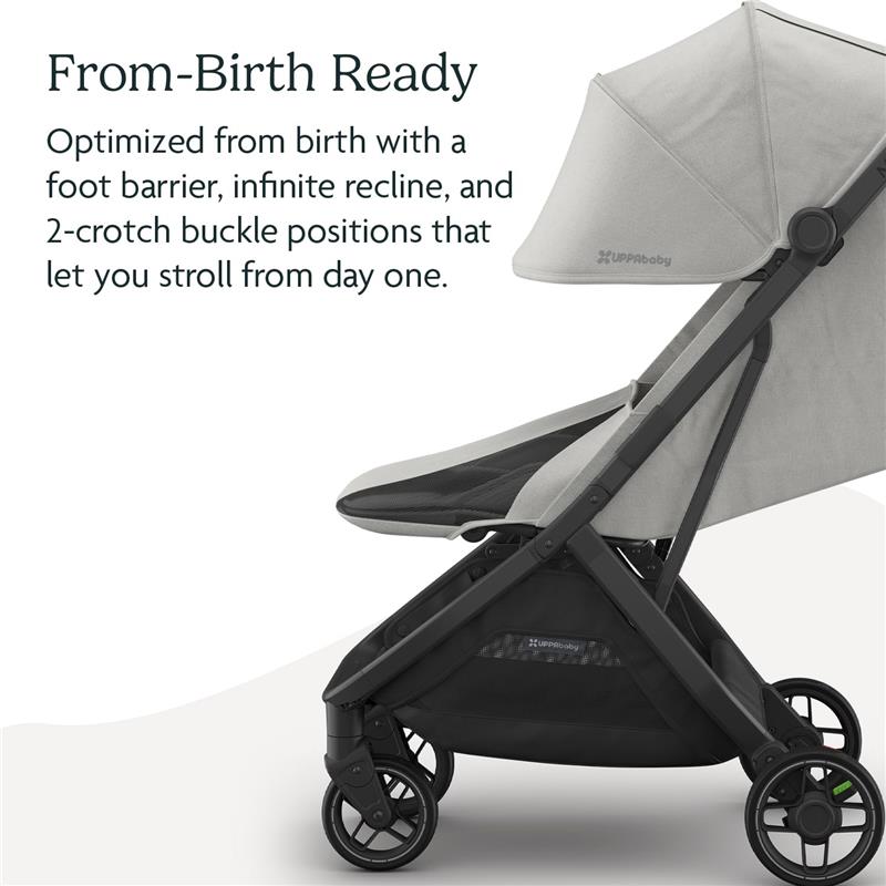 Uppababy - Minu V3 Compact Stroller, Savannah (Pearl Gray Melange/Carbon Frame/Chestnut Leather) Image 2