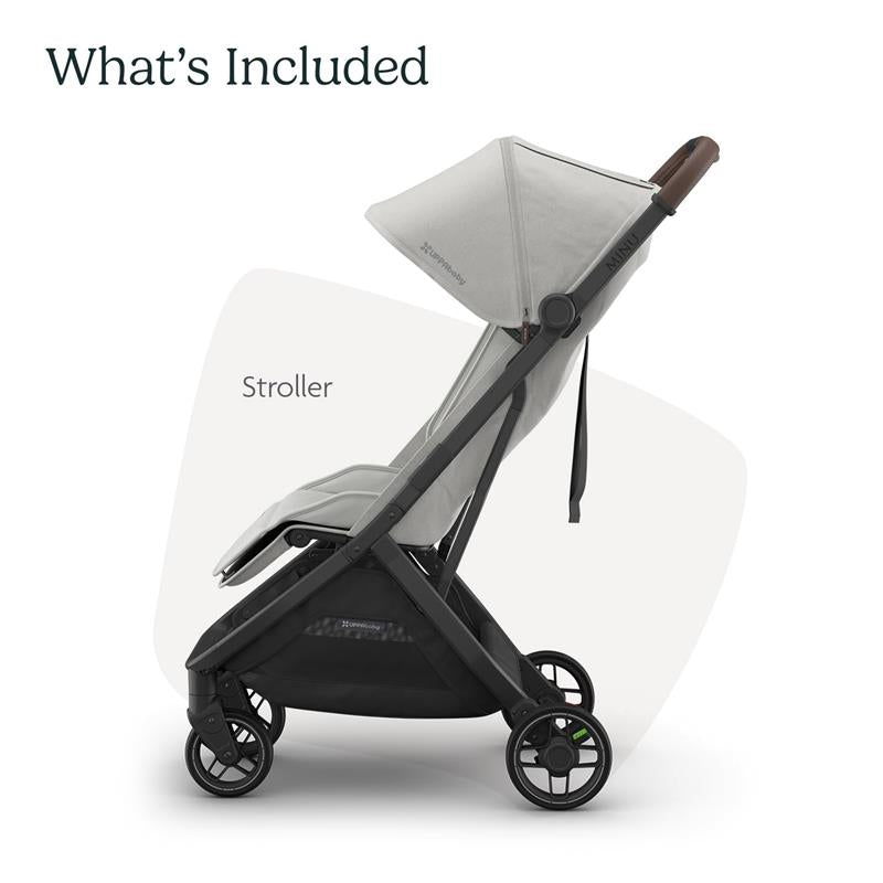 Uppababy - Minu V3 Compact Stroller, Savannah (Pearl Gray Melange/Carbon Frame/Chestnut Leather) Image 4