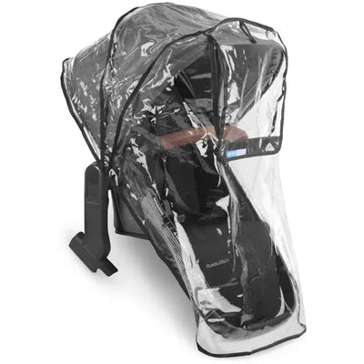 Clear rain shield for Uppababy Rumbleseat and Rumbleseat V2, protecting against rain while maintaining visibility.