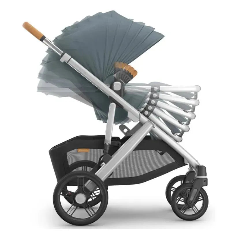 Uppababy - Vista V3 Stroller, Callum (Stone Blue/Silver Frame/Sand Leather) Image 3