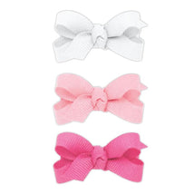 Wee Ones - 3Pk Grosgrain Bows with Knot Wrap, Pink/White Image 1