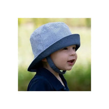 Wee Ones - Boys Reversible Seersucker Sun Hat, Blue Stripes Image 2