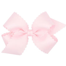 Wee Ones - Classic Grosgrain Hair Bow with Scalloped Edges, Medium, Powder Pink Image 1