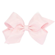 Wee Ones - Girls' Grosgrain Hair Bows with Organza Overlay on a WeeStay Clip, Medium, Light Pink Image 1