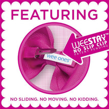 Wee Ones - Girls' Plain Wrap Classic Grosgrain Hair Bows on a WeeStay No-Slip Hair Clip, Hot Pink Image 2