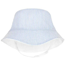 Wee Ones - Girls Reversible Ruffle Brim Seersucker Sun Hat, Blue Stripes Image 1