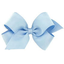 Wee Ones - Grosgrain Hair Bows with Organza Overlay on a WeeStay Clip, Medium, Blue Image 1