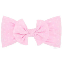 Wee Ones - Soft Shabby Dot Nylon Girls Baby Band With Matching Bowtie, Rose Image 1