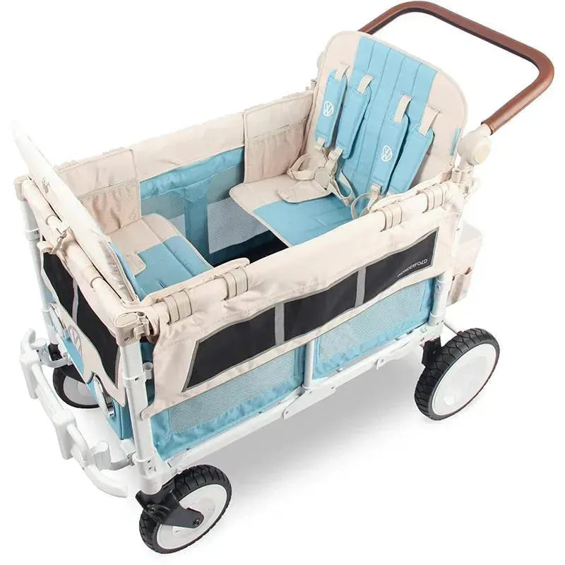 WonderFold - Volkswagon Special Edition Double Stroller Wagon (4 Seater), Bondi Blue Image 4