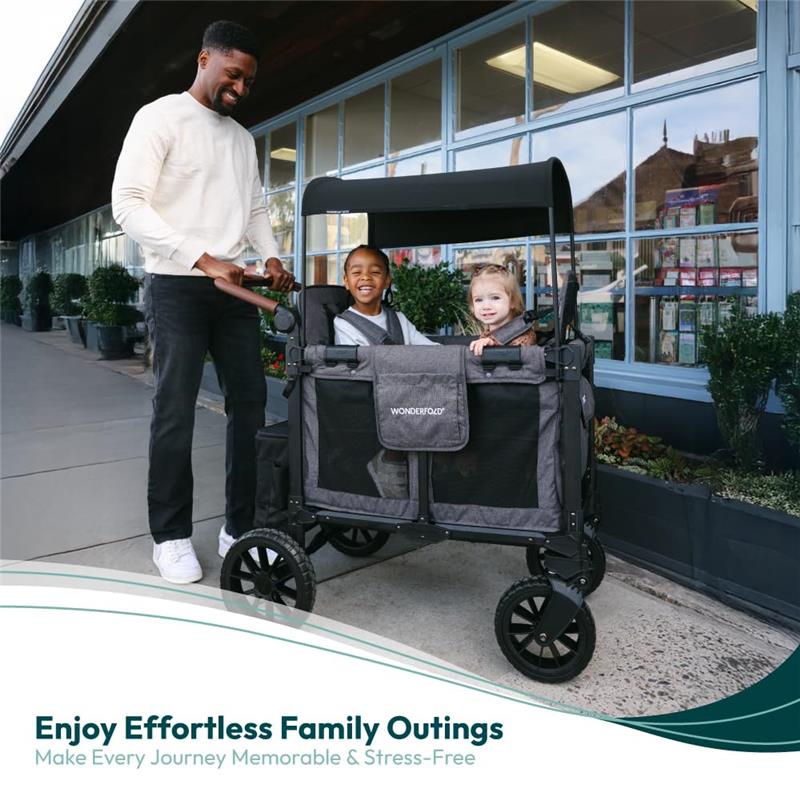 Wonderfold - W2 Luxe Pro Stroller Wagon (2 Seater), Jet Black Image 2
